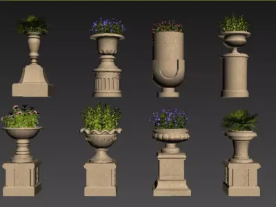 European-style flower pot 3D model