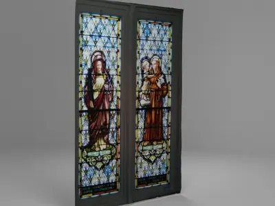 Catholic Church Stained Glass Window Low-poly 3D model