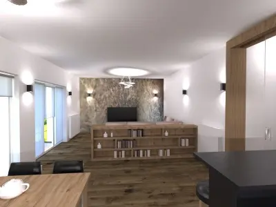 livingroom apartment with living room and kitchen Free 3D model