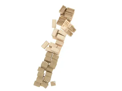 wood and cardboard boxes pallet pile 1 3D model