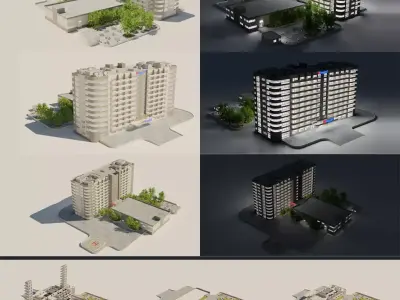 hospital building with interior  3D model