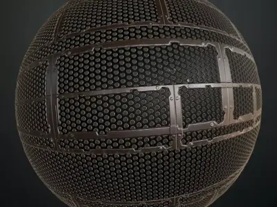 Dark Perforated Metal Grill Panel Transparent PBR Seamless Texture