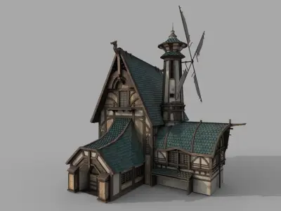 Nordic medieval house Low-poly 3D model