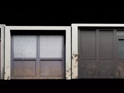 3 Doors Dirty with Dirty Textures Low-poly 3D model