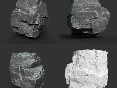 Gray Sharp Rock 221029 - Ultra HD 16K Textures Low-poly 3D model