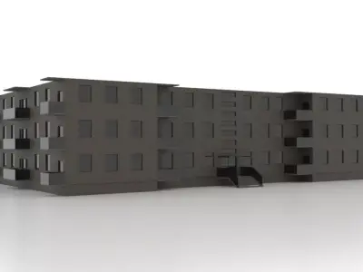 City apartment house 1 Low-poly 3D model