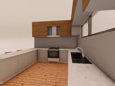 Modern U-Shaped Kitchen Interior Free 3D model