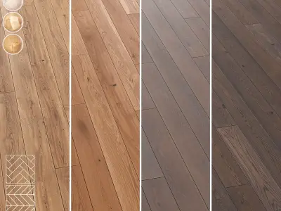 Boen Parquet Wood Floor Collection - 5 Layouts and 4 Colors - 4K 3D model