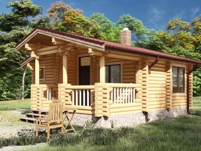 3D model of a wooden bathhouse 3D model