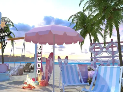 Beach leisure 3D model buy