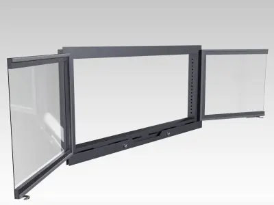 Black fireplace glass two door frame 3D model