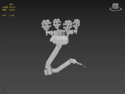 Next generation four-way axis robotic arm Low-poly 3D model