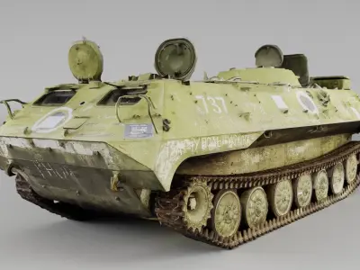 destroyed russian MT-LB multi-purpose towing vehicle 3D model