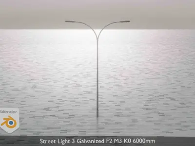 Street Light 3 Galvanized F2 M3 K0 6000 mm Low-poly 3D model