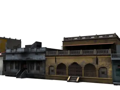 Group of Indian Buildings Low Poly Low-poly 3D model