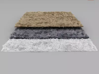 carpet three shaggy rugs 3D model