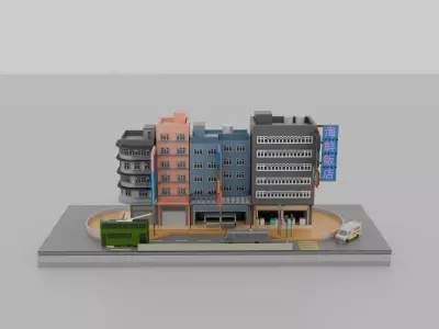 Hong Kong Building Pack 2 Low-poly 3D model