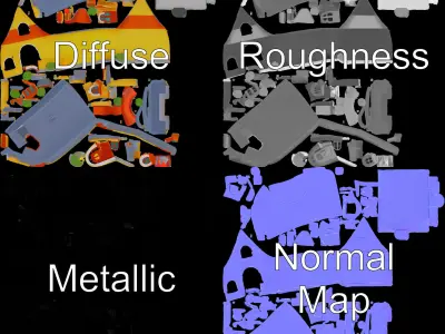 Cartoon House D Model Pack for Game and Animation Low-poly 3D model