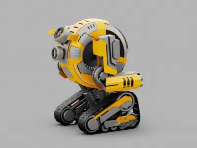 Combat robot rigged character 3D model