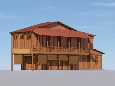 Malaysia Shophouse Corner 1690 Asian Heritage Building  3D model