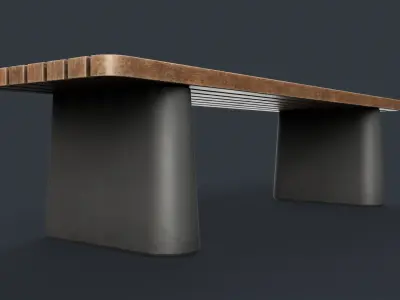 Modern Outdoor Bench 48 PBR Game Ready Low-poly 3D model