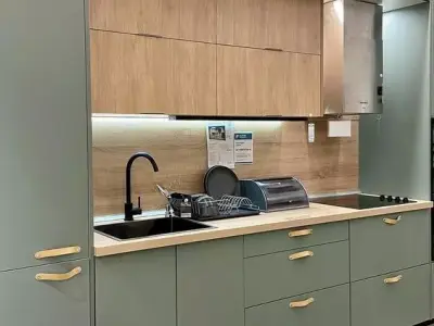 Design kitchen with cabinets and stainless steel appliances Free 3D model