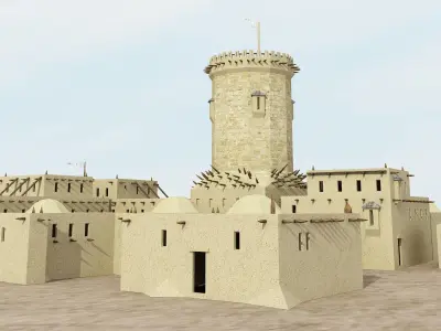 ancient city war valley Low-poly 3D model