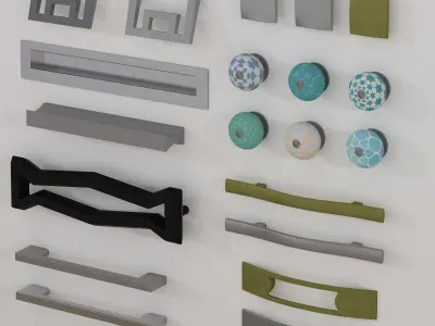 Handles set of 3D model