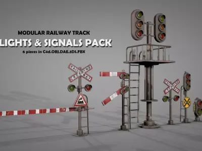 Modular Railway Track Lights Pack 3D model