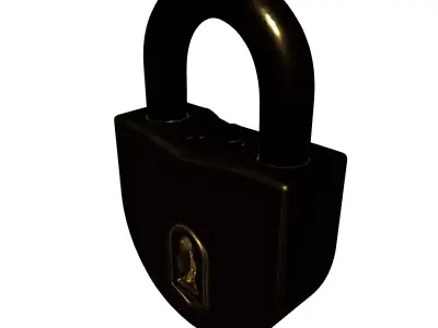 Shiny Golden Padlock 3D Model Low-poly 3D model