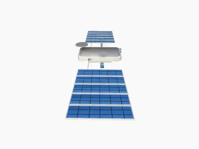 Satellite I03 White Blue - SciFi Space Design Low-poly 3D model