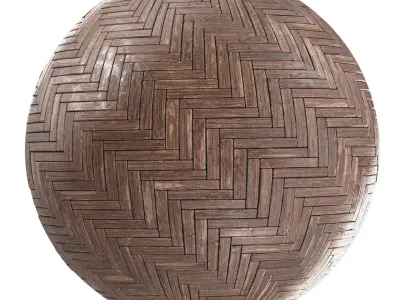 Photorealistic PBR Material - Old Herringbone Wood Texture