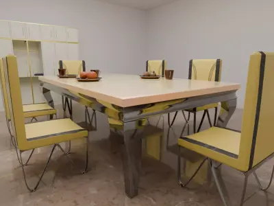 Low Poly Dinning Set 3D Model Low-poly 3D model