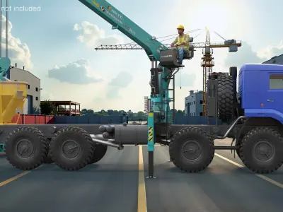  Hyundai Crane on Kamaz with Boscaro Concrete Bucket and Operator 