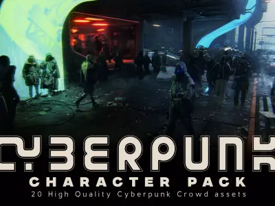 Cyberpunk Street Crowd Modular Character Asset Pack 3D model