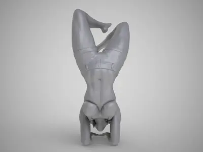 Handstand woman doing 3D print model