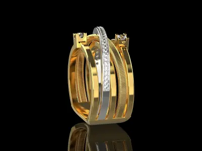 Ring with Diamonds N139  3D print model