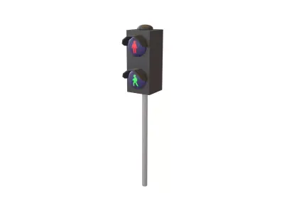 Pedestrian Traffic Light V1 004 Low-poly 3D model