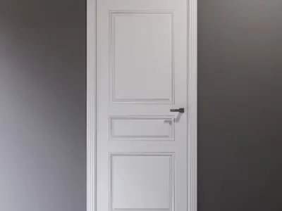 White interior door in classic style 3D model