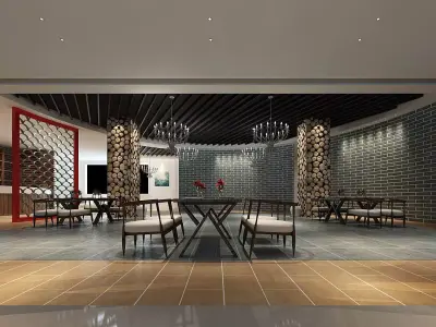 Business Restaurant - Coffee - Banquet  220 3D model
