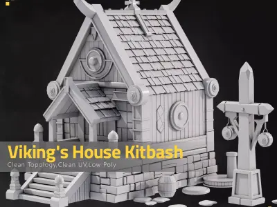 Vikings House Kitbash Low-poly 3D model