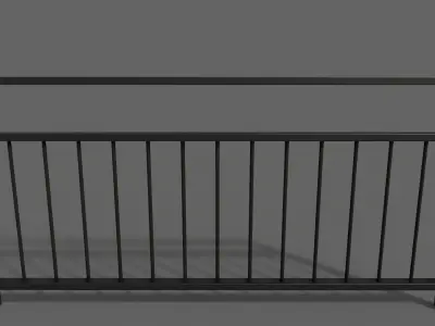 PBR Pedestrian Guard Rail Black V3 Low-poly 3D model