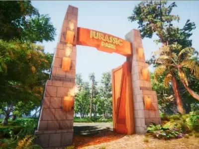 Jurassic Park Gate Low-poly 3D model