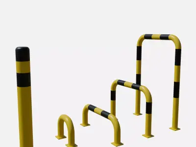 Road barrier collection Low-poly 3D model