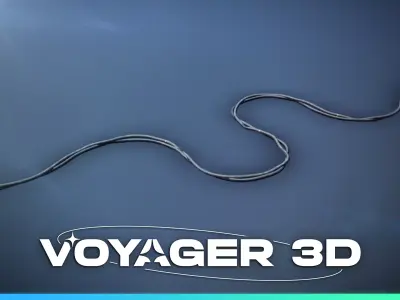 Network Cable Double 180cm Black Low-poly 3D model