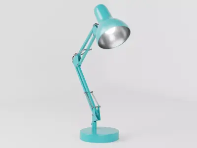 Desk Lamp Flexo Turquoise - PBR metal desk lamp 3D model