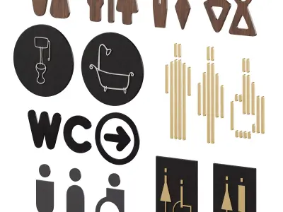 Restroom Directional Door Signs 5 3D model