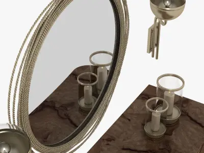 Brabbu kayan mirror  niku wall lamp and baraka chest 3D model