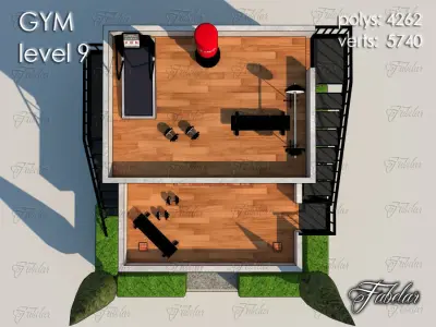 Gym Level Low-poly 3D model