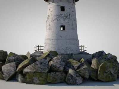 Old Rocky Lighthouse Low-poly 3D model